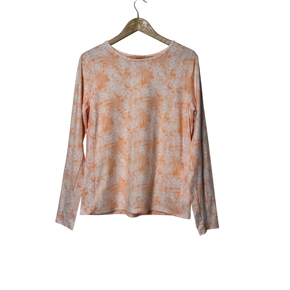 Hang Ten Womens Orange Floral Long Sleeve‎ UV Protection Top Shirt Size L
